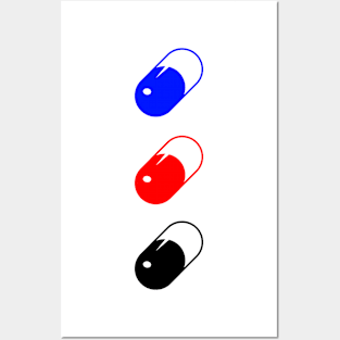 Blue, Red, Black Pill Posters and Art